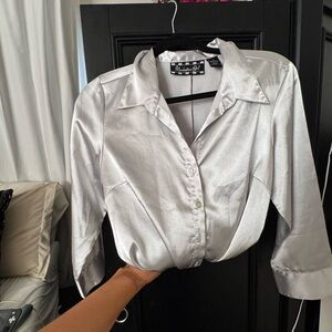 Vintage silver silk button up